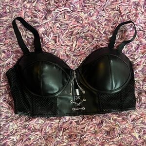 Black Leather Bustier Top